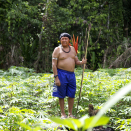 The King's host, Daví Kopenawa, is the leader of the Yanomami and their international spokesperson. Published 4 May 2013. Handout picture from the Royal Court. For editorial use only, not for sale. Photo: Rainforest Foundation Norway / ISA Brazil.